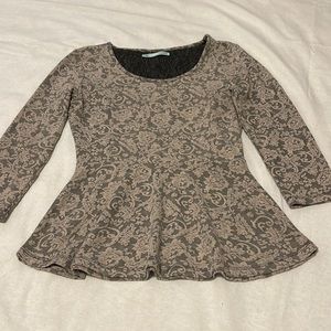 Maurice’s Printed Business Casual Peplum 3/4 Sleeve Blouse Size Small